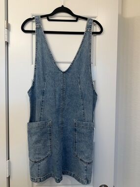 We The Free Light Blue Denim Pinafore Dress
